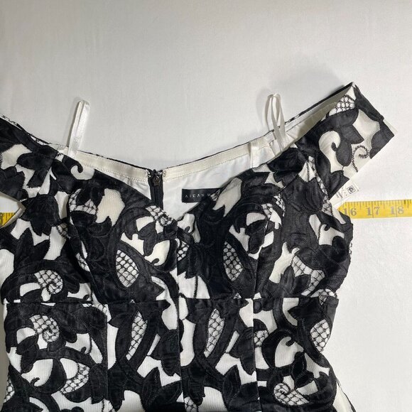 Aidan Mattox Cocktail Dress Womens 4 Black Embroidered Overlay Off Shoulder HOCO - Picture 14 of 16